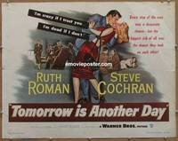 a809 TOMORROW IS ANOTHER DAY half-sheet movie poster '51 cool noir image!