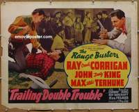 a822 TRAILING DOUBLE TROUBLE #1 half-sheet movie poster '40 Range Busters!
