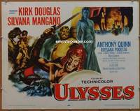 a835 ULYSSES half-sheet movie poster '55 Kirk Douglas, Silvana Mangano