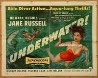 a838 UNDERWATER half-sheet movie poster '55 sexy scuba Jane Russell!