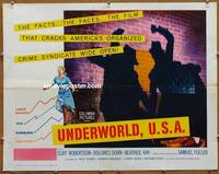 a839 UNDERWORLD USA half-sheet movie poster '60 Sam Fuller, Cliff Robertson