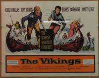 a854 VIKINGS style B half-sheet movie poster '58 Kirk Douglas, Tony Curtis