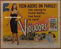 a856 VIOLATORS half-sheet movie poster '57 rebel teenagers on parole!