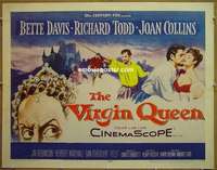 a860 VIRGIN QUEEN half-sheet movie poster '55 Bette Davis, Richard Todd