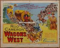 a862 WAGONS WEST half-sheet movie poster '52 Rod Cameron, Noah Beery Jr