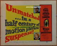 a887 WITNESS FOR THE PROSECUTION style B half-sheet movie poster '58 Wilder