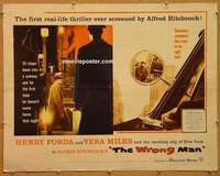 a896 WRONG MAN half-sheet movie poster '57 Henry Fonda, Miles, Hitchcock