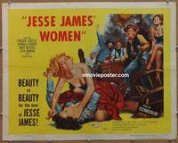 a415 JESSE JAMES' WOMEN half-sheet movie poster '54 classic catfight image!