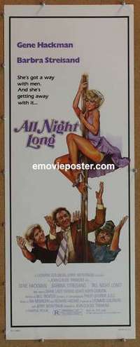 b018 ALL NIGHT LONG insert movie poster '81 Gene Hackman, Streisand