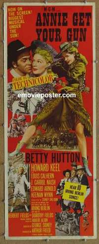 b024 ANNIE GET YOUR GUN insert movie poster '50 Betty Hutton, Keel