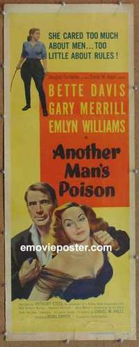 b027 ANOTHER MAN'S POISON insert movie poster '52 Bette Davis