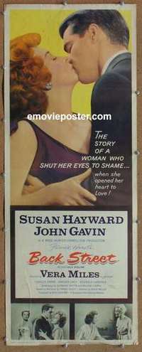 b038 BACK STREET insert movie poster '61 Susan Hayward, John Gavin