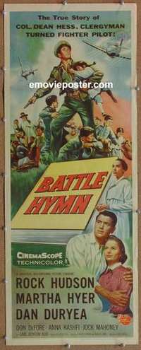 b046 BATTLE HYMN insert movie poster '57 Rock Hudson, Martha Hyer