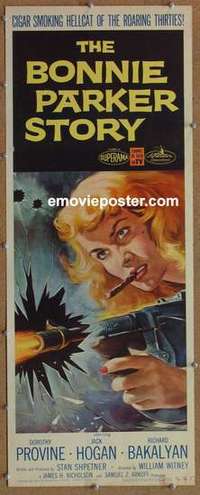 b073 BONNIE PARKER STORY insert movie poster '58 AIP, great image!