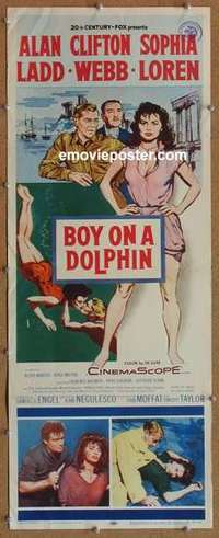 b077 BOY ON A DOLPHIN insert movie poster '57 Alan Ladd, Sophia Loren