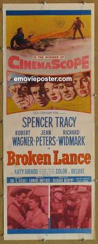 b084 BROKEN LANCE insert movie poster '54 Spencer Tracy, Wagner