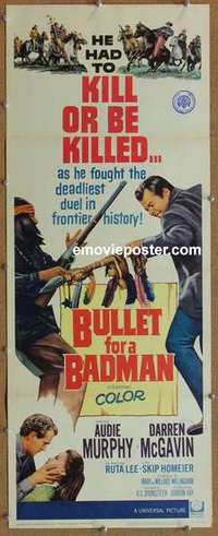 b089 BULLET FOR A BADMAN insert movie poster '64 Audie Murphy w/gun!