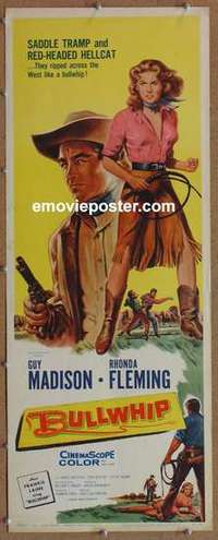 b092 BULLWHIP insert movie poster '58 Guy Madison, Rhonda Fleming