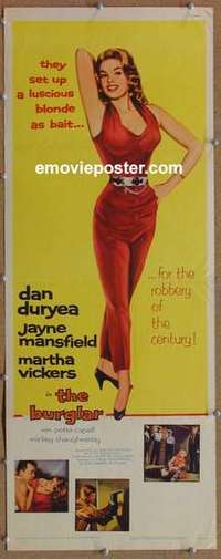 b094 BURGLAR insert movie poster '57 super sexy Jayne Mansfield!