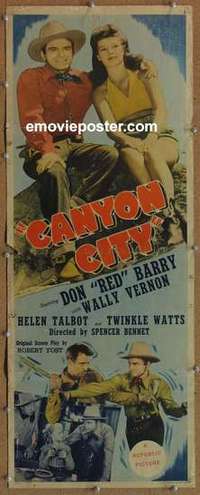 b103 CANYON CITY insert movie poster '43 Don Red Barry, Wally Vernon