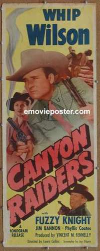 b104 CANYON RAIDERS insert movie poster '51 Whip Wilson, Fuzzy Knight