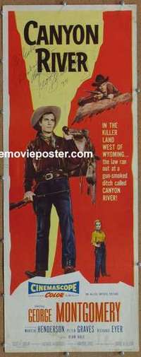 b105 CANYON RIVER signed insert movie poster '56 George Montgomery