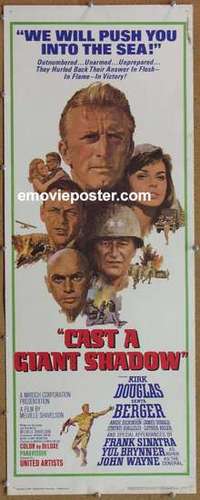 b107 CAST A GIANT SHADOW insert movie poster '66 Kirk Douglas, Wayne