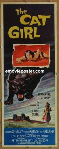 b110 CAT GIRL insert movie poster '57 Barbara Shelley, AIP horror!