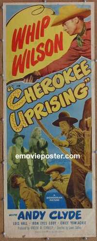 b114 CHEROKEE UPRISING insert movie poster '50 Whip Wilson, Andy Clyde