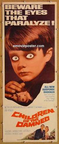 b115 CHILDREN OF THE DAMNED insert movie poster '64 creepy image!