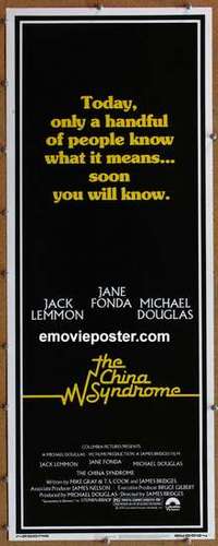 b117 CHINA SYNDROME insert movie poster '79 Jack Lemmon, Jane Fonda