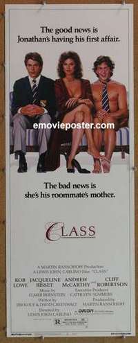 b120 CLASS insert movie poster '83 Rob Lowe, Jacqueline Bisset