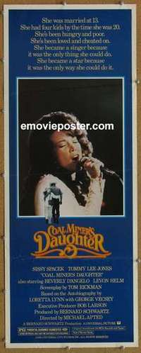 b123 COAL MINER'S DAUGHTER insert movie poster '80 Sissy Spacek