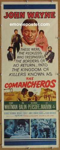 b126 COMANCHEROS insert movie poster '61 John Wayne, Lee Marvin