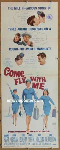 b127 COME FLY WITH ME insert movie poster '63 Dolores Hart, O'Brian