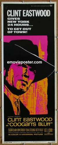 b131 COOGAN'S BLUFF insert movie poster '68 Clint Eastwood!