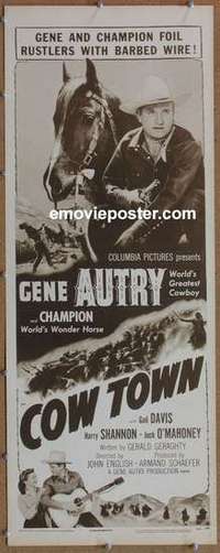 b134 COW TOWN insert movie poster R56 Gene Autry, Gail Davis, western!