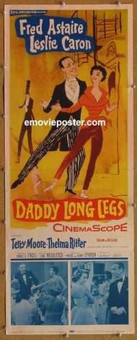 b141 DADDY LONG LEGS insert movie poster '55 Fred Astaire, Caron