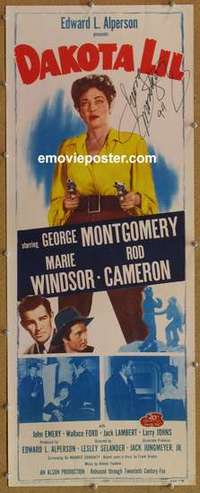b144 DAKOTA LIL signed insert movie poster R55 George Montgomery as Tom Horn!
