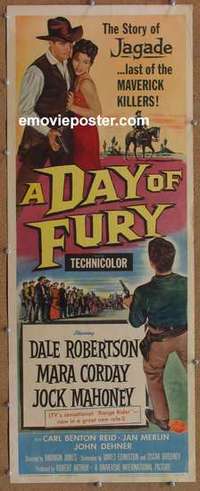 b149 DAY OF FURY insert movie poster '56 Robertson, Mara Corday
