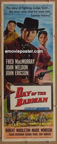 b150 DAY OF THE BADMAN insert movie poster '58 Fred MacMurray