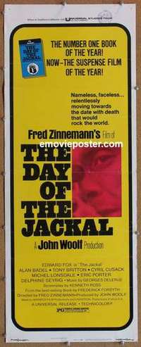 b151 DAY OF THE JACKAL insert movie poster '73 Fred Zinnemann