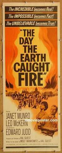 b152 DAY THE EARTH CAUGHT FIRE insert movie poster '62 Janet Munro