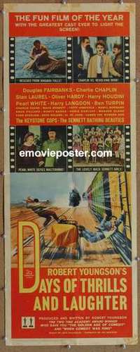 b154 DAYS OF THRILLS & LAUGHTER insert movie poster '61 Chaplin