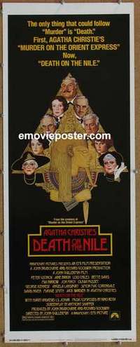 b159 DEATH ON THE NILE insert movie poster '78 Richard Amsel art!
