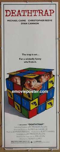 b161 DEATHTRAP insert movie poster '82 cool Rubicks Cube art design!