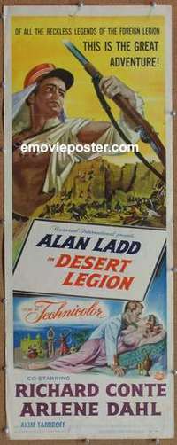 b164 DESERT LEGION insert movie poster '53 Alan Ladd, Richard Conte