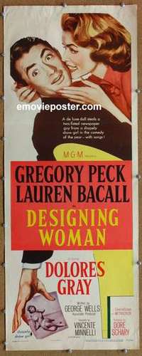 b165 DESIGNING WOMAN insert movie poster '57 Greg Peck, Lauren Bacall