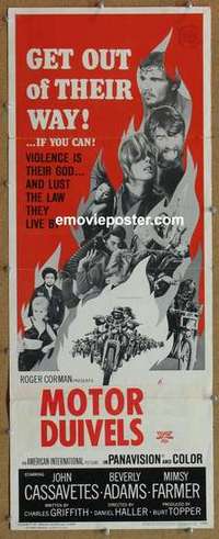 b166 DEVIL'S ANGELS insert movie poster '67 John Cassavetes, bikers!