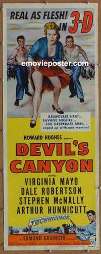 b167 DEVIL'S CANYON insert movie poster '53 3D Virginia Mayo!